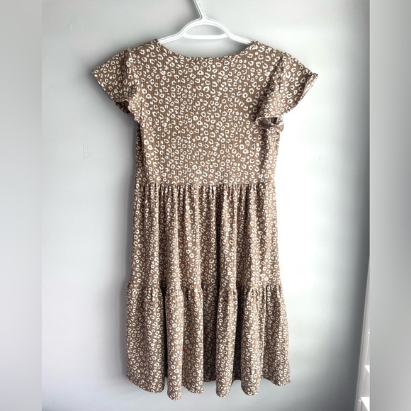 Ruffle Tiered Sundress in Tan and White - Picture 4 of 5